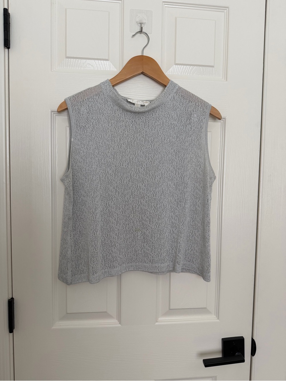 St. John Light Gray Knit Sleeveless Formal Tank Sz L